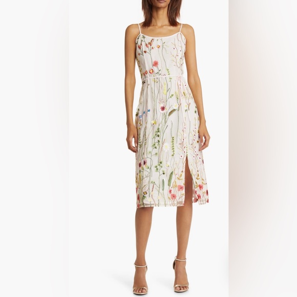 Sam Edelman Floral Prom wedding guest Women’s 12 Embroidered cami Midi Dress - Picture 1 of 10